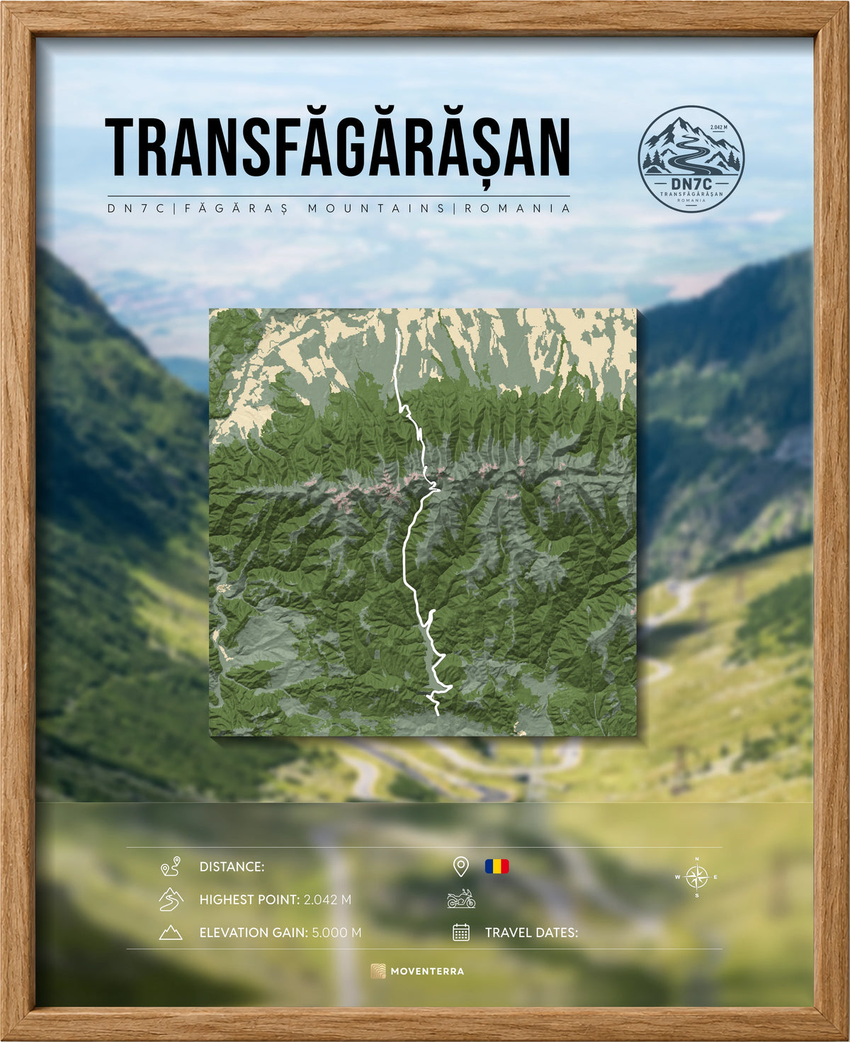 Vorschau deines personalisierten 3D-Reliefs der Route Transfăgărășan